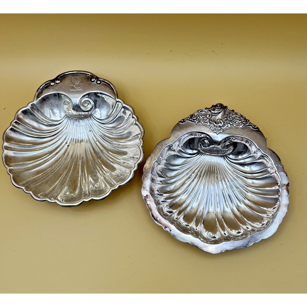 Pair Of Baroque Silverplate Shell Dishes -One By Wallace 277 Mid-Century